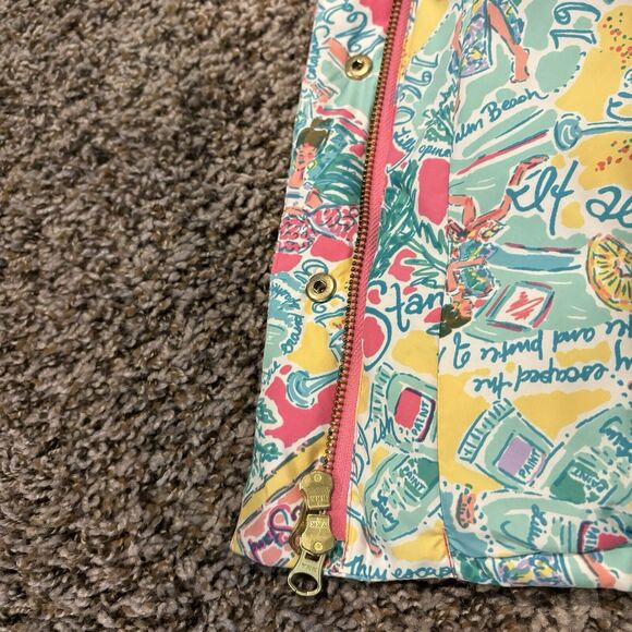 Lilly Pulitzer Lauren Puffer Vest Small In The Beginning Print Down Pockets - Picture 14 of 16